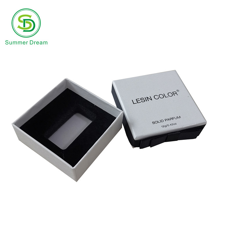 luxury customized design cardboard small square jewelry box gift with ribbon decorated
