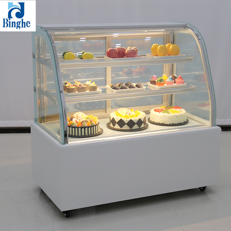 new product upright rectangle glass cupcake bread pastry cooling showcase marble based cake display cabinet