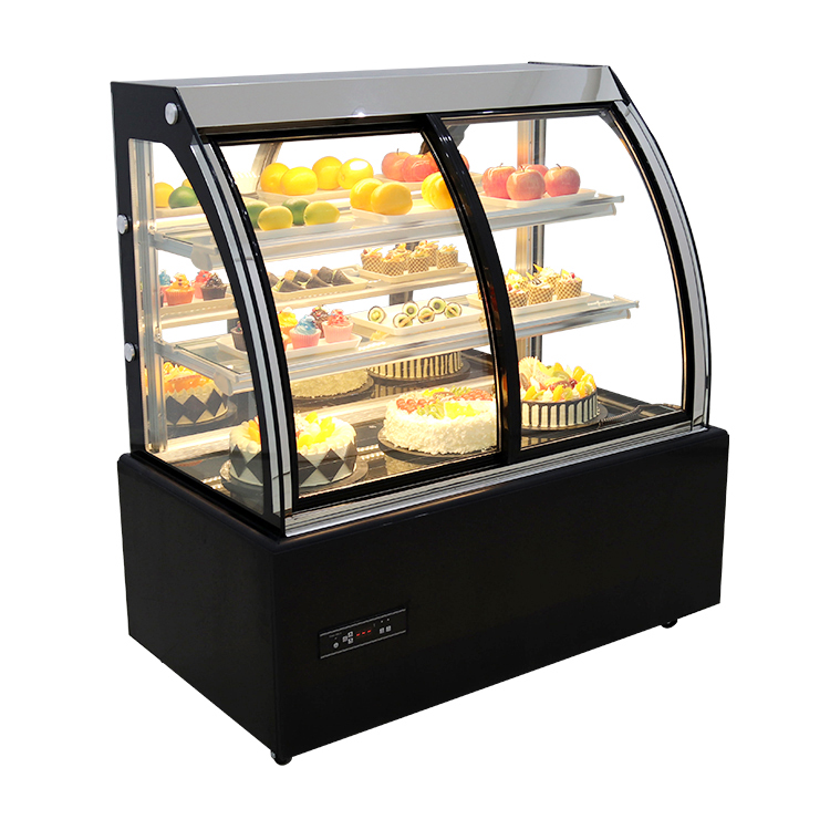 acrylic front open countertop cake display cabinet with solar power