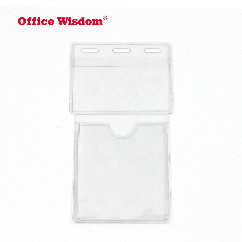 custom made size and brand transparent PVC plastic id card holder hard