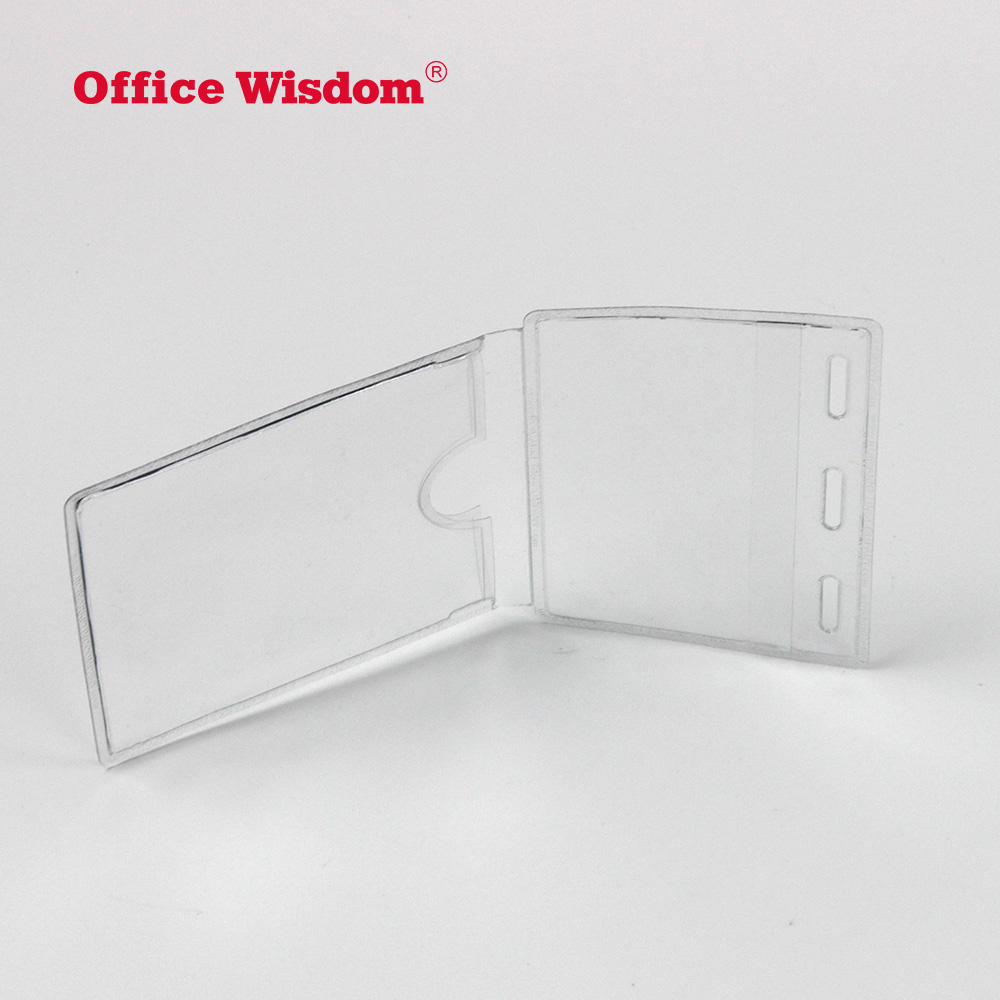 custom made size and brand transparent PVC plastic id card holder hard