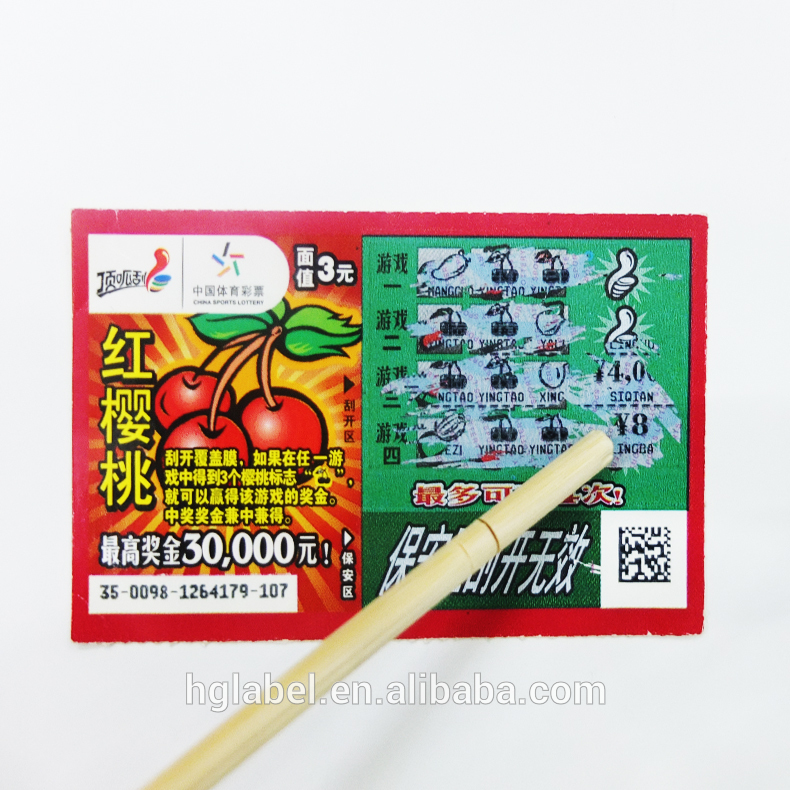 Printing lucky card scratch off lottery tickets & paper lottery scratch card